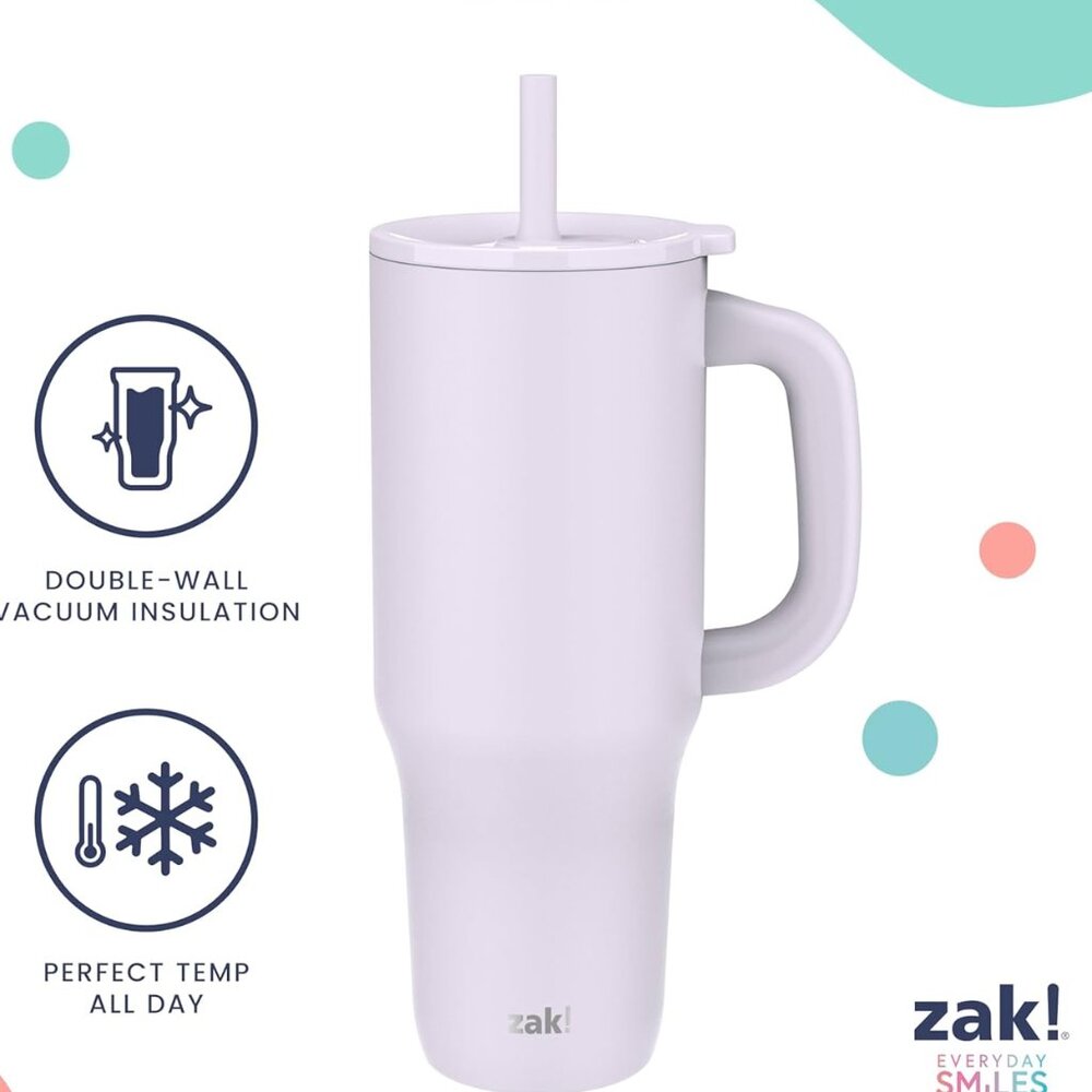40oz Stainless Steel with Vacuum Insulation Travel Tumbler with Handle and Straw